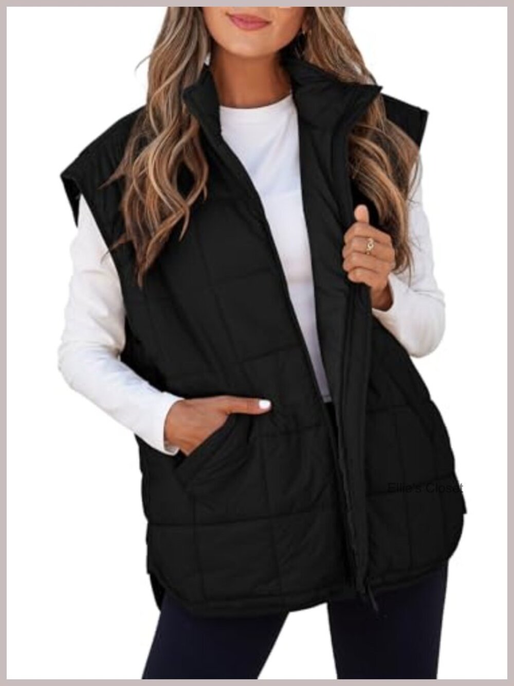 Quilted Puffer Vest Cap Sleeve Zip Up Lightweight Warm Layer